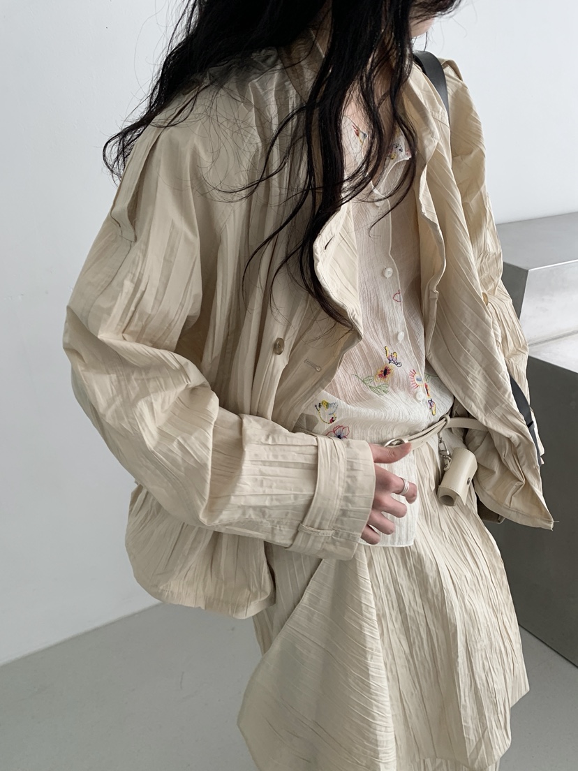 MURMUR韓國代購女士新品熱賣推薦26春夏夾克含腰帶金屬絲MURMUR夾克