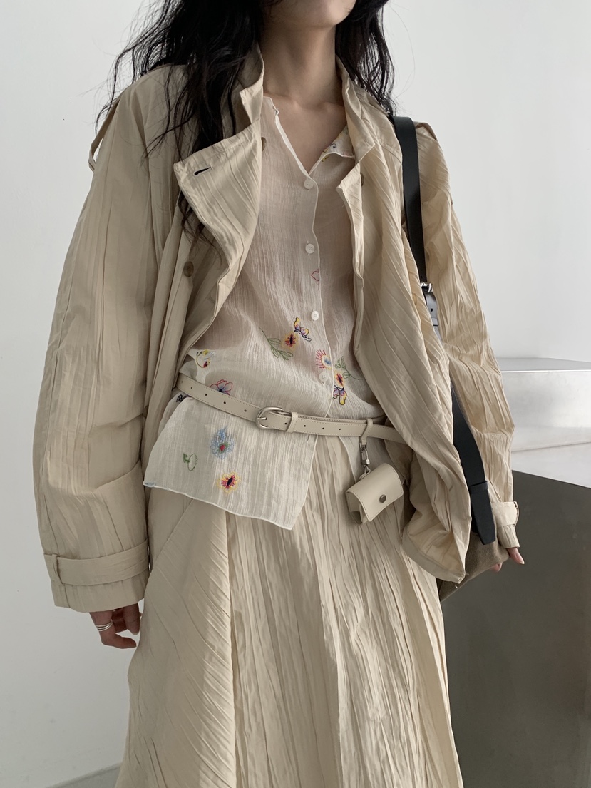 MURMUR韓國代購女士新品熱賣推薦26春夏夾克含腰帶金屬絲MURMUR夾克