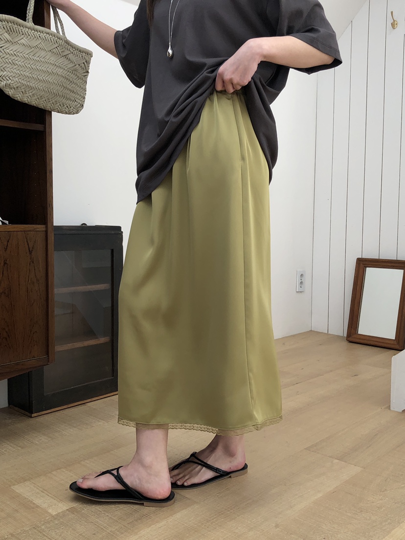 ATHEA東大門實拍女裝新品休閑推薦人氣熱賣26春夏長裙蕾絲緞面ATHEA長裙圖色2