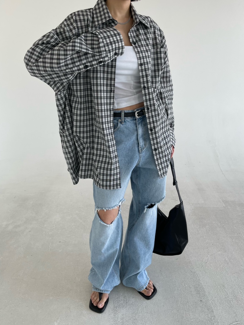 REIZ東大門實拍女士新品真品職業人氣襯衫蕾絲衫格子褶裥REIZ襯衫/蕾絲衫