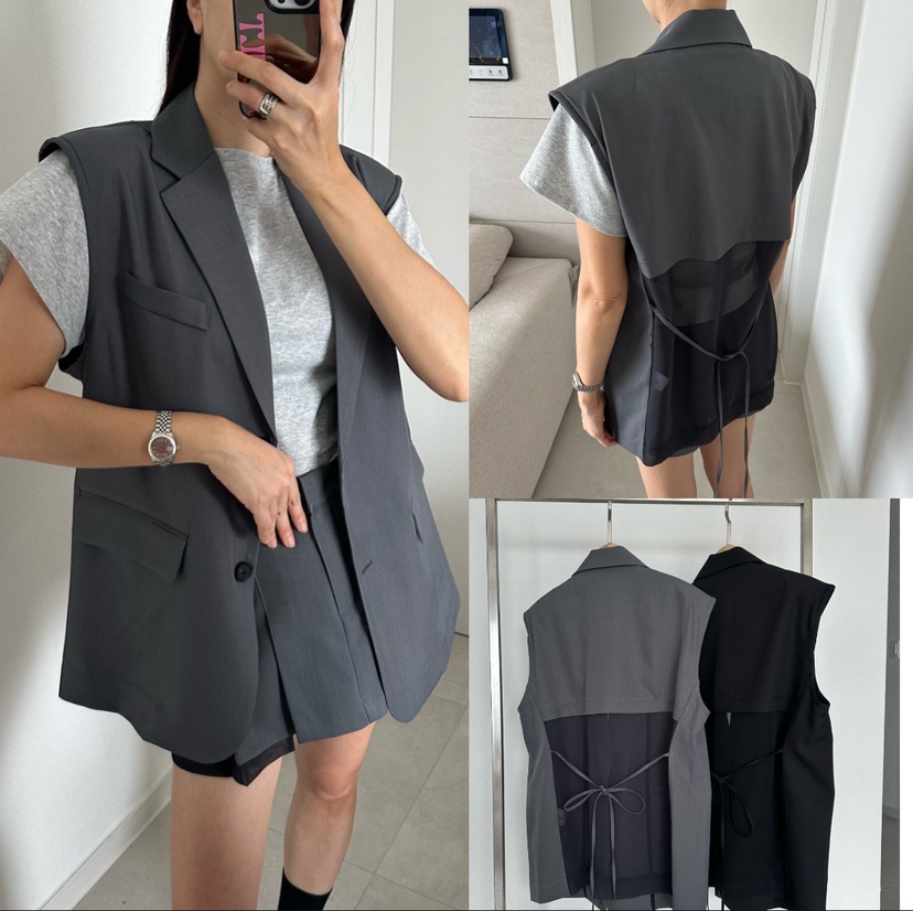 SOUIT韓國代購女士新款時尚職業休閑推薦馬甲不含內搭雪紡SOUIT by mabel-L馬甲