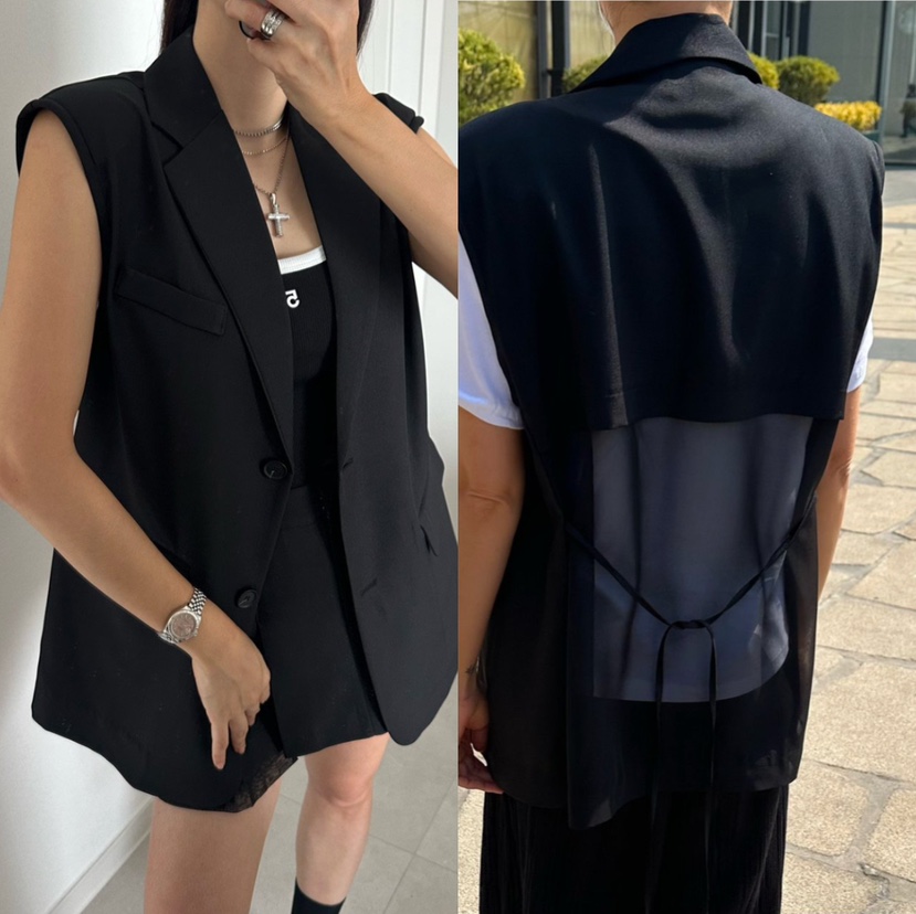 SOUIT韓國代購女士新款時尚職業休閑推薦馬甲不含內搭雪紡SOUIT by mabel-L馬甲