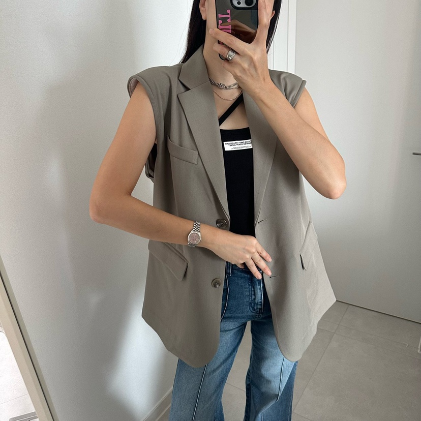 SOUIT韓國代購女士新款時尚職業休閑推薦馬甲不含內搭雪紡SOUIT by mabel-L馬甲