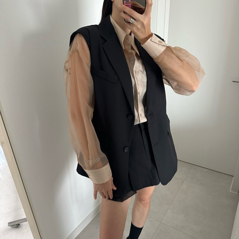 SOUIT韓國代購女士新款時尚職業休閑推薦馬甲不含內搭雪紡SOUIT by mabel-L馬甲
