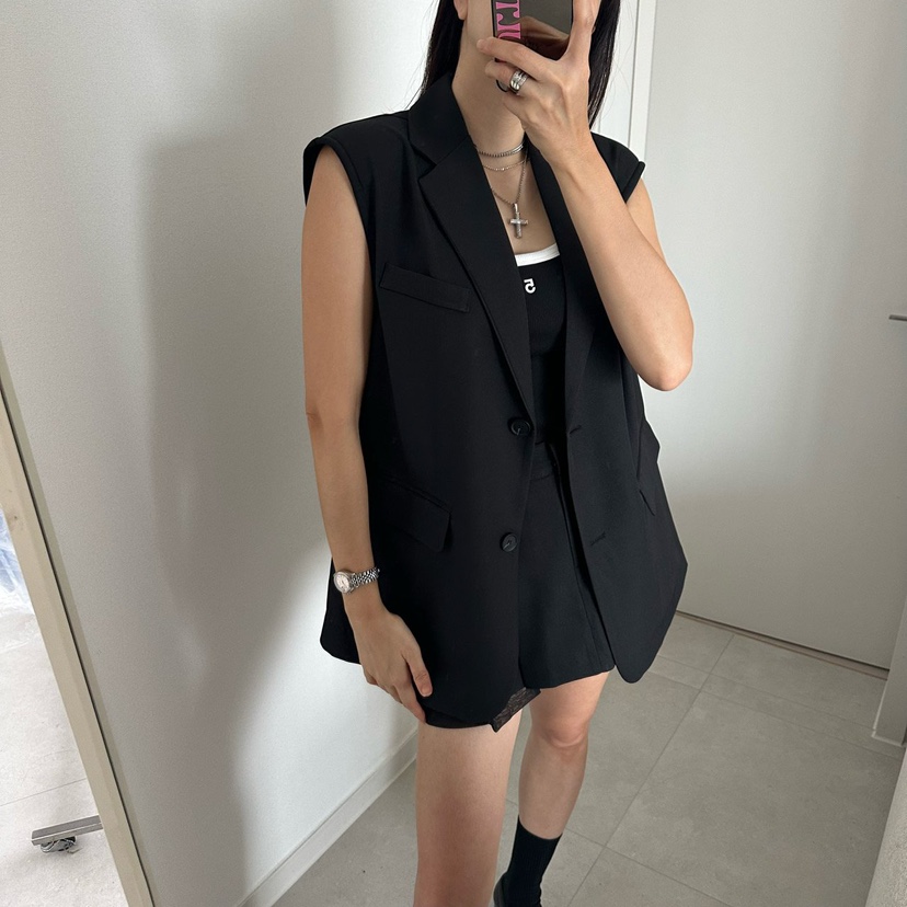 SOUIT韓國代購女士新款時尚職業休閑推薦馬甲不含內搭雪紡SOUIT by mabel-L馬甲圖色2