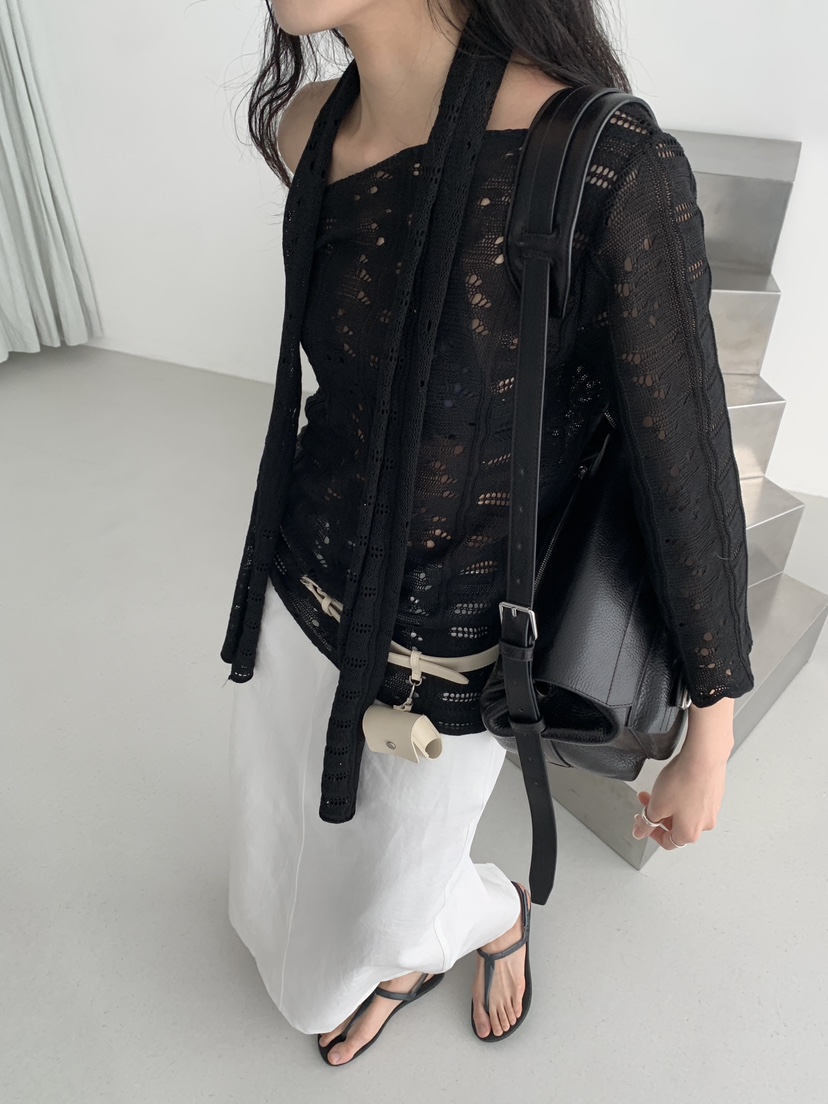 MURMUR韓國直郵女裝新品休閑人氣26春夏時尚針織衫含脖帶MURMUR針織衫