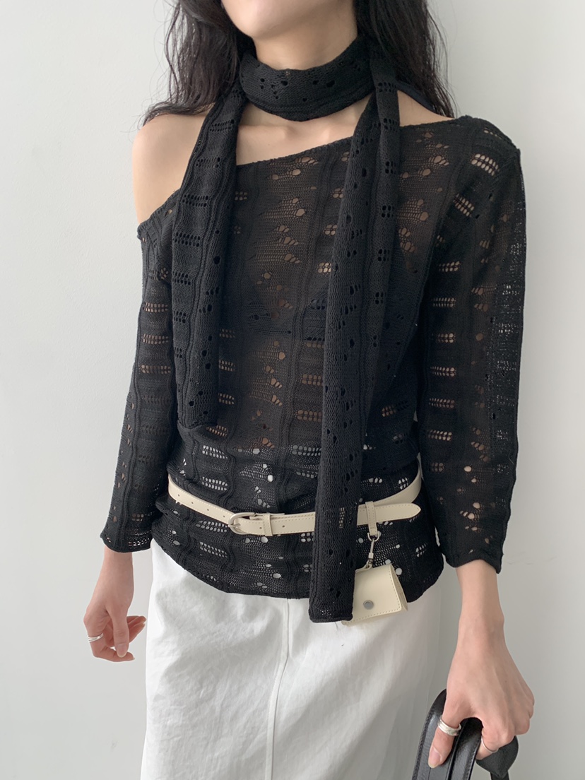 MURMUR韓國直郵女裝新品休閑人氣26春夏時尚針織衫含脖帶MURMUR針織衫