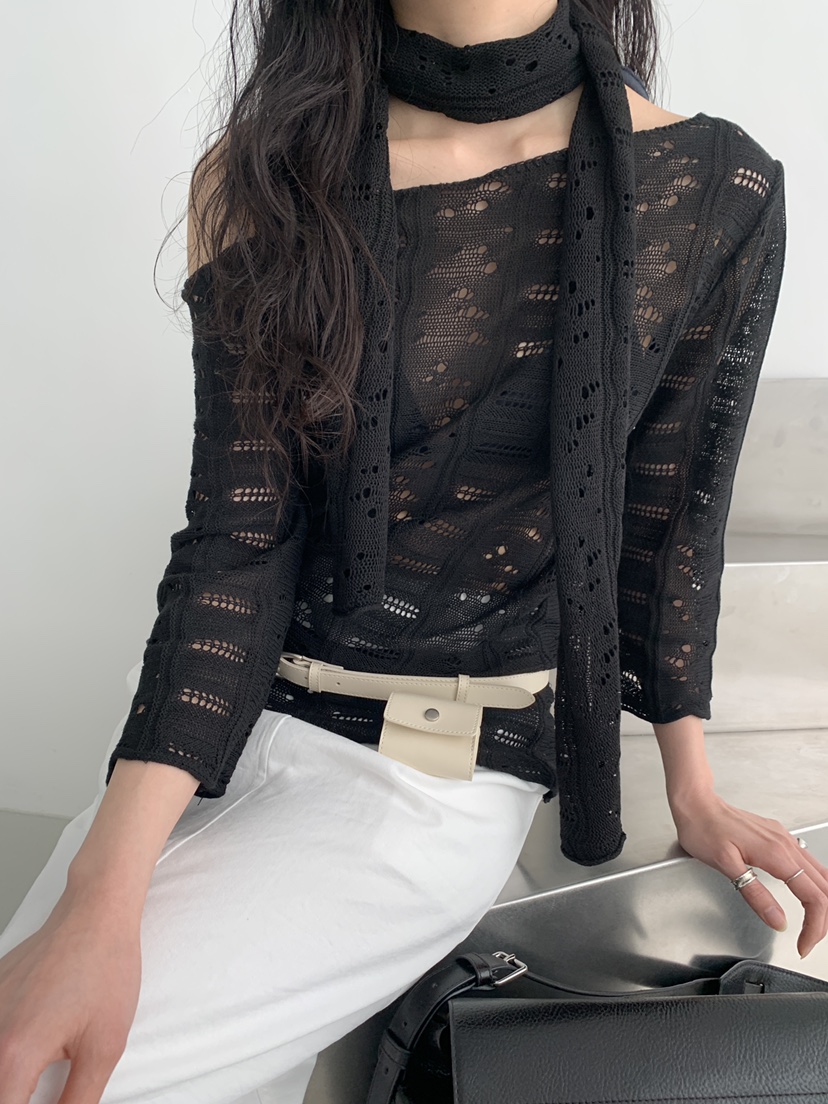 MURMUR韓國直郵女裝新品休閑人氣26春夏時尚針織衫含脖帶MURMUR針織衫