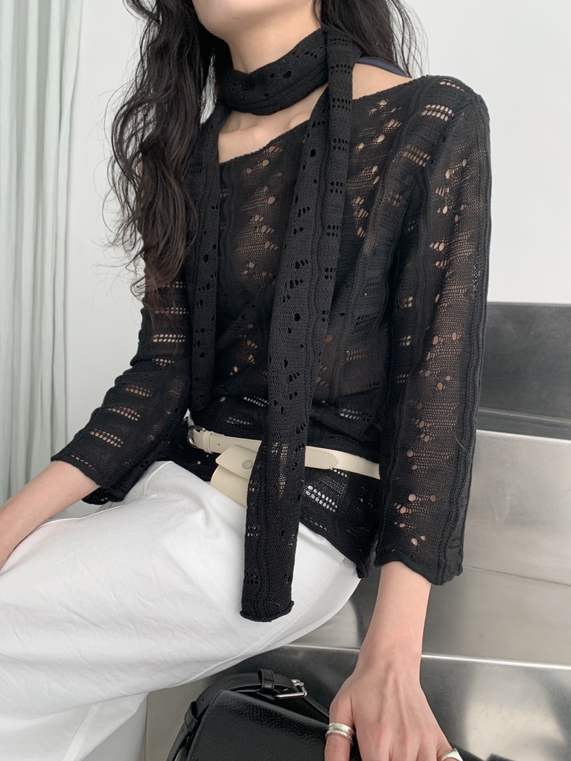 MURMUR韓國直郵女裝新品休閑人氣26春夏時尚針織衫含脖帶MURMUR針織衫