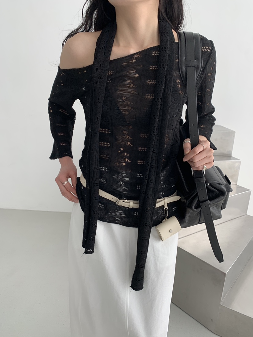 MURMUR韓國直郵女裝新品休閑人氣26春夏時尚針織衫含脖帶MURMUR針織衫