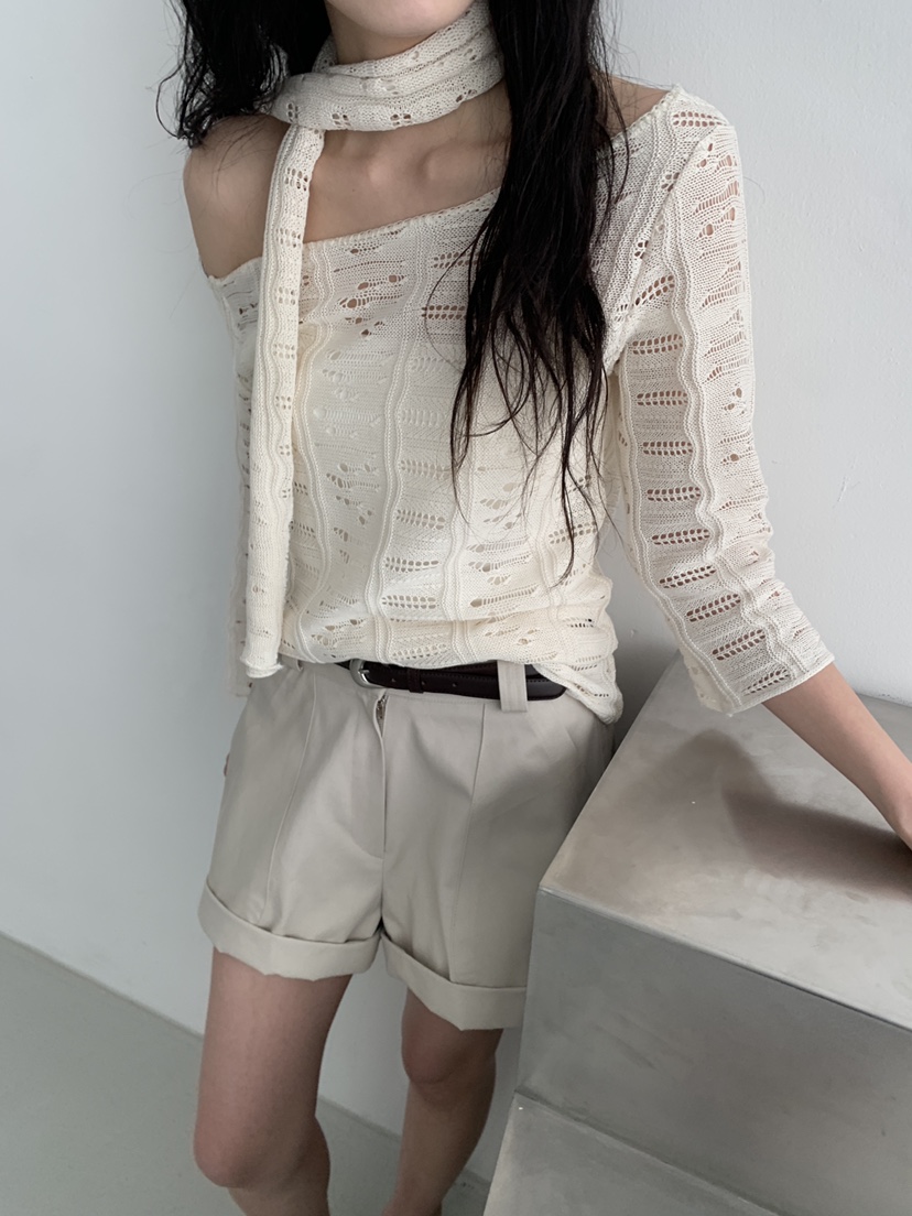 MURMUR韓國直郵女裝新品休閑人氣26春夏時尚針織衫含脖帶MURMUR針織衫