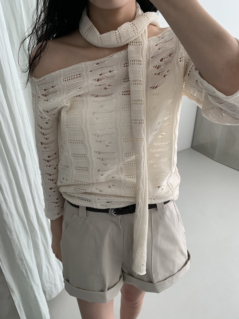 MURMUR韓國直郵女裝新品休閑人氣26春夏時尚針織衫含脖帶MURMUR針織衫