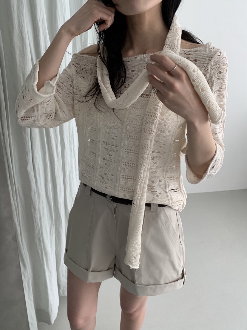 MURMUR韓國直郵女裝新品休閑人氣26春夏時尚針織衫含脖帶MURMUR針織衫