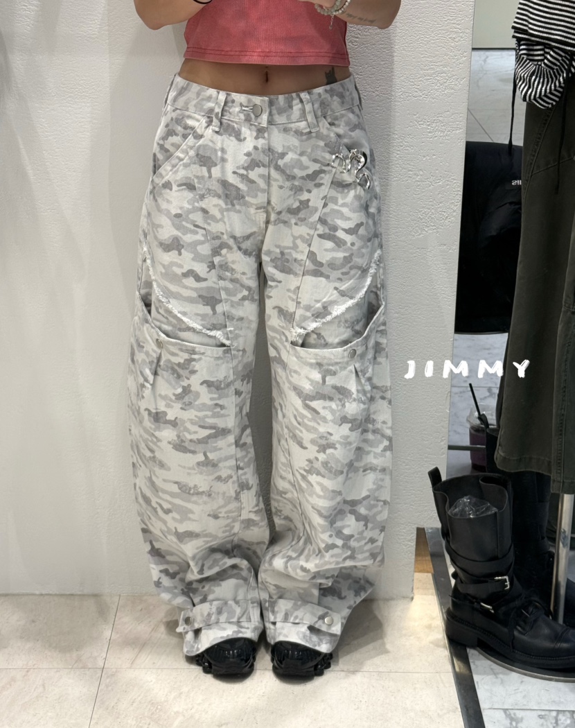 JIMMY韓國代購女士新款時尚休閑26春夏職業推薦休閑褲迷彩JIMMY/REMAKE休閑褲