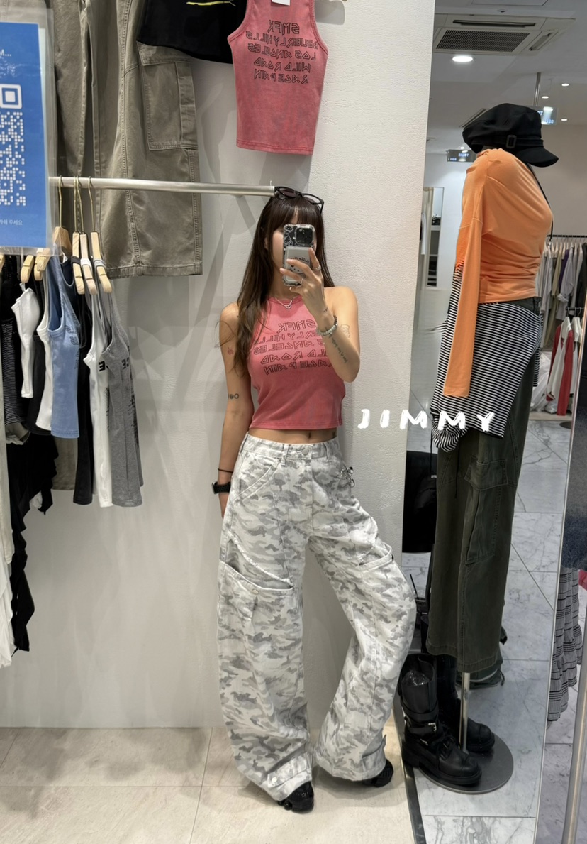 JIMMY韓國代購女士新款時尚休閑26春夏職業推薦休閑褲迷彩JIMMY/REMAKE休閑褲