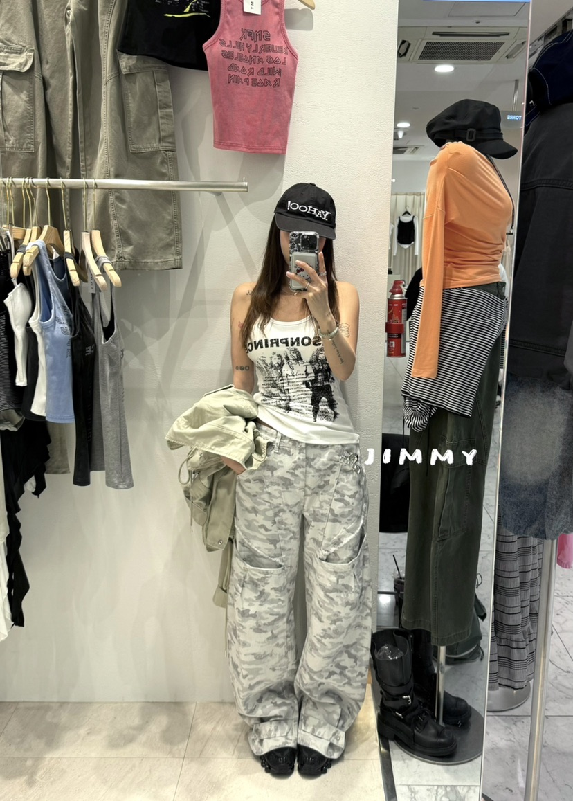 JIMMY韓國代購女士新款時尚休閑26春夏職業推薦休閑褲迷彩JIMMY/REMAKE休閑褲