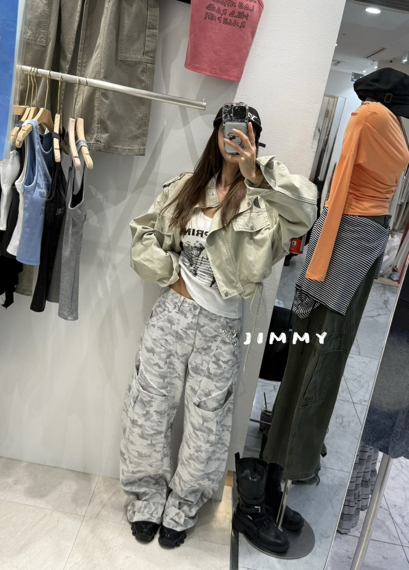 JIMMY韓國代購女士新款時尚休閑26春夏職業推薦休閑褲迷彩JIMMY/REMAKE休閑褲