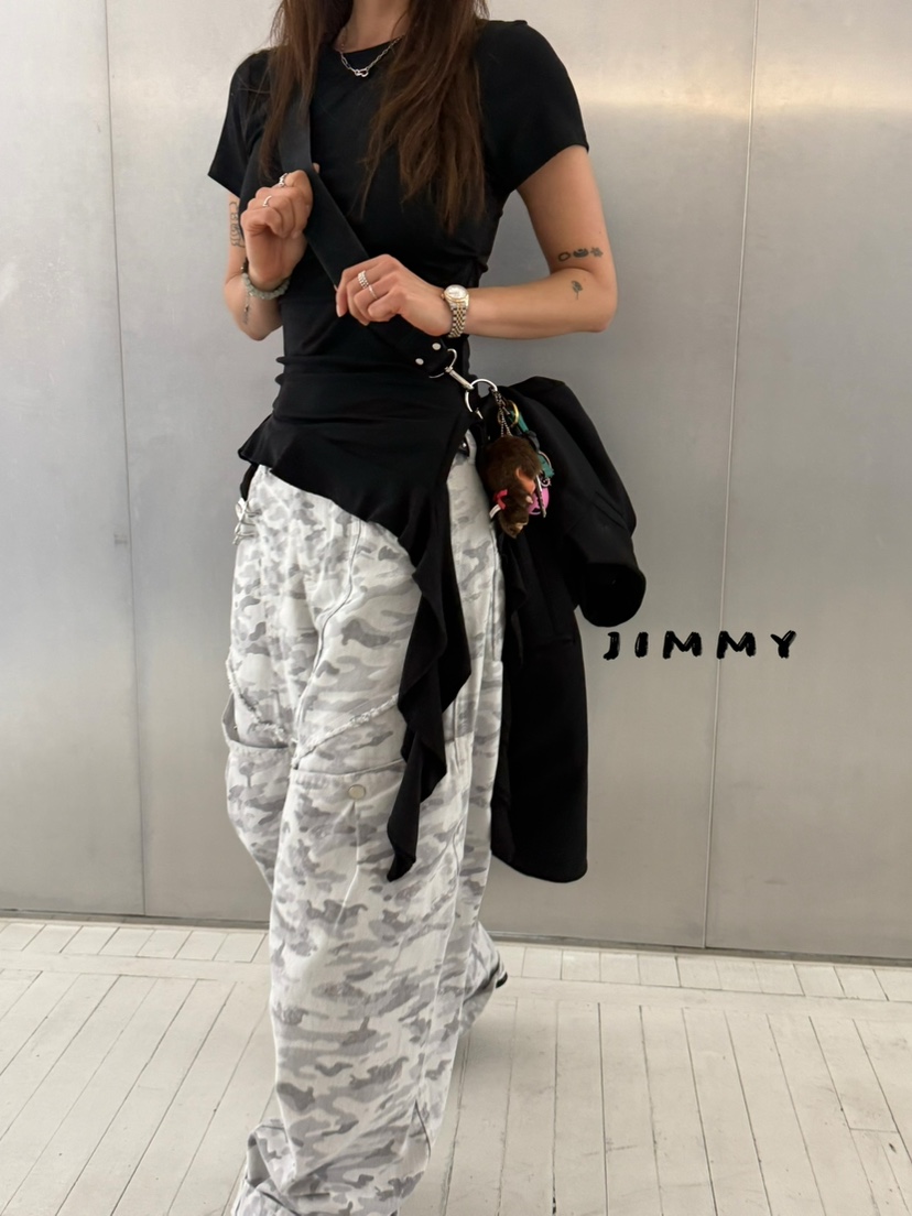 JIMMY韓國代購女士新款時尚休閑26春夏職業推薦休閑褲迷彩JIMMY/REMAKE休閑褲
