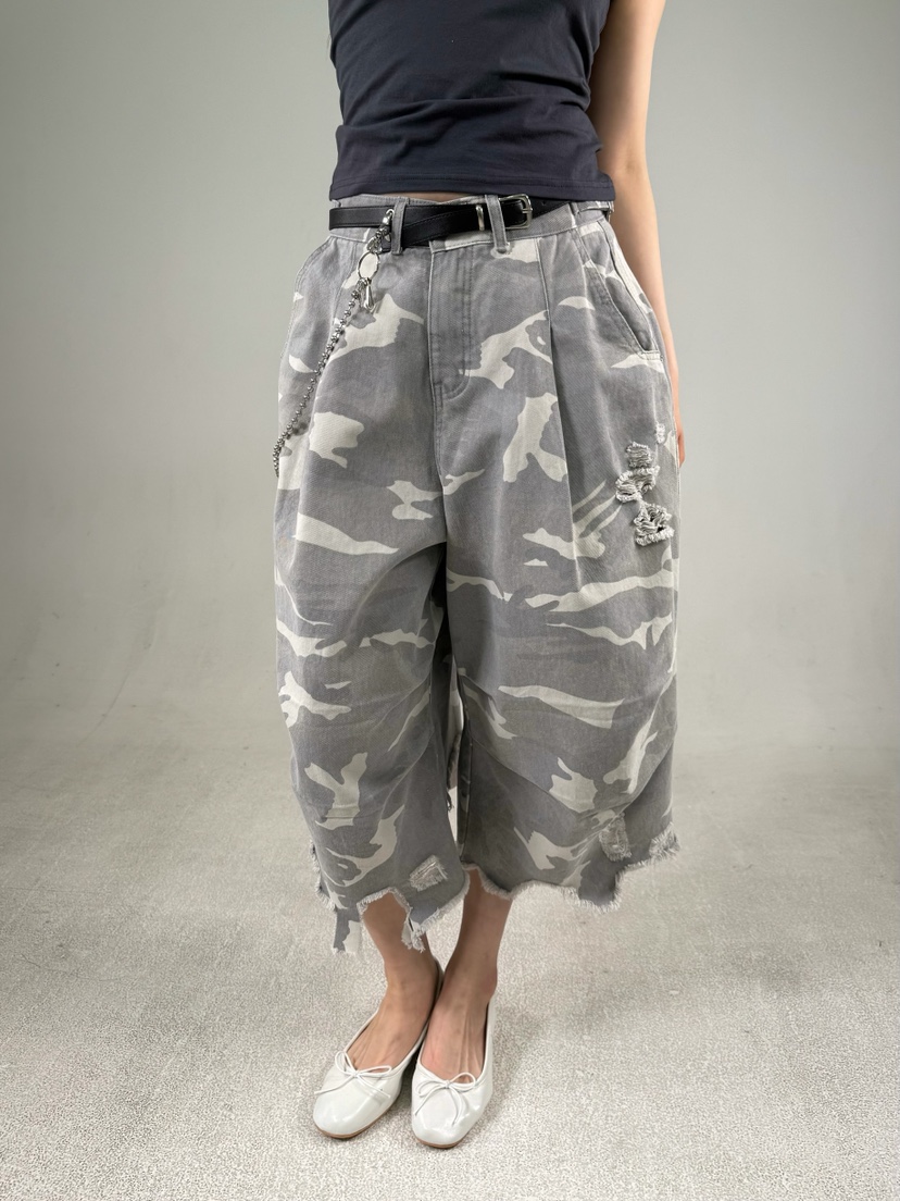 SHIRRING韓國代購女士新品推薦真品職業休閑人氣短褲迷彩SHIRRING短褲