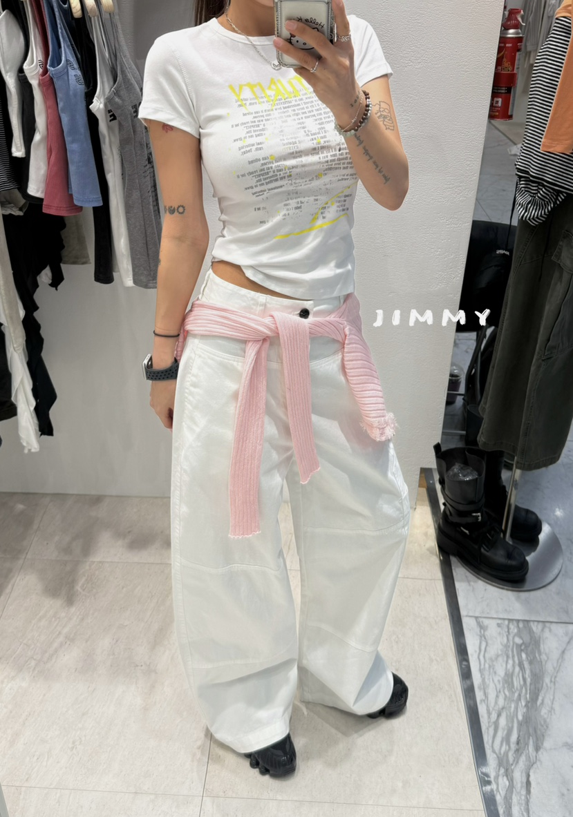 JIMMY東大門實拍女裝新款時尚推薦職業休閑休閑褲口袋棉質JIMMY/REMAKE休閑褲