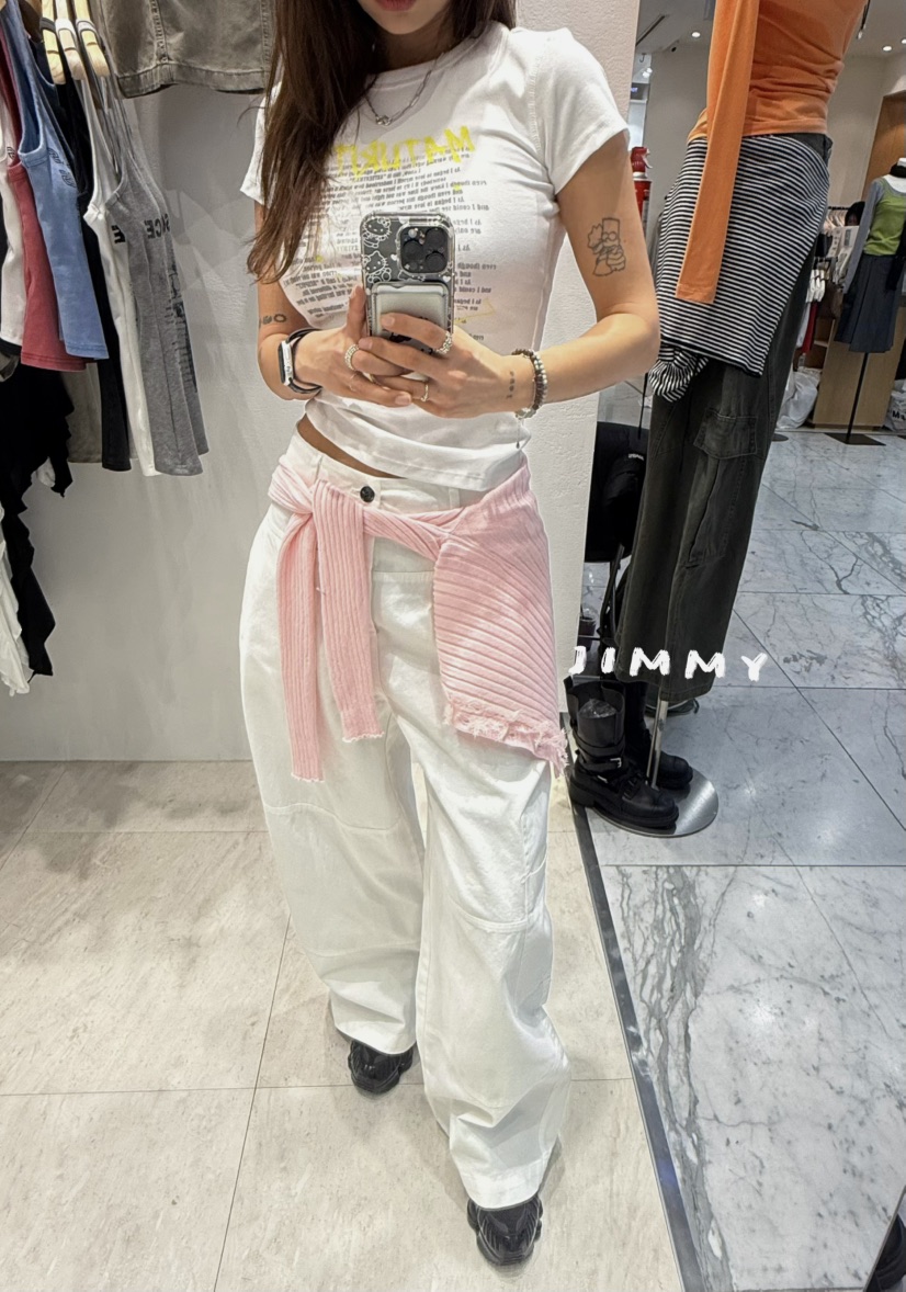 JIMMY東大門實拍女裝新款時尚推薦職業休閑休閑褲口袋棉質JIMMY/REMAKE休閑褲