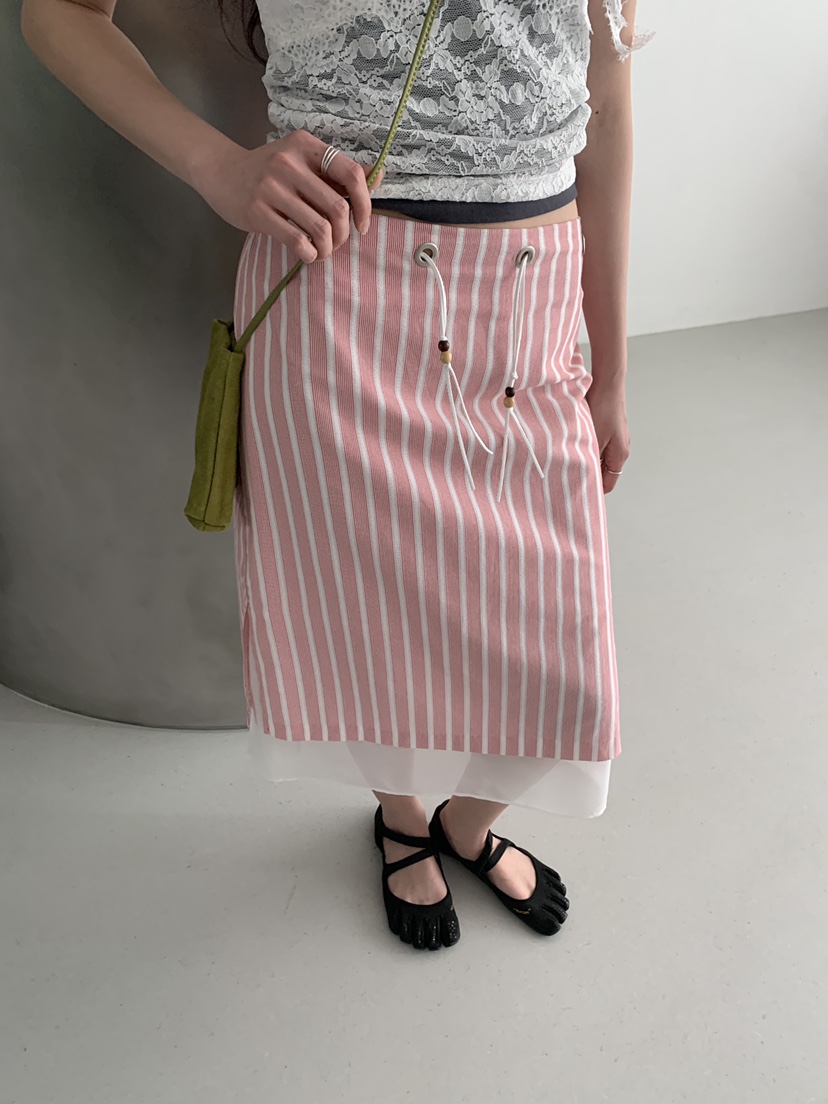 MURMUR東大門實拍女士新品人氣時尚26春夏半身裙中短裙含腰繩MURMUR半身裙/中短裙