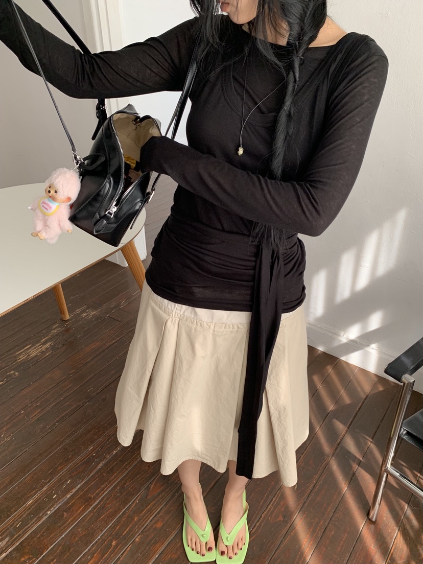 SUNDER MARKET東大門實拍女士新款26春夏休閑推薦長袖T恤SUNDER MARKET長袖T恤