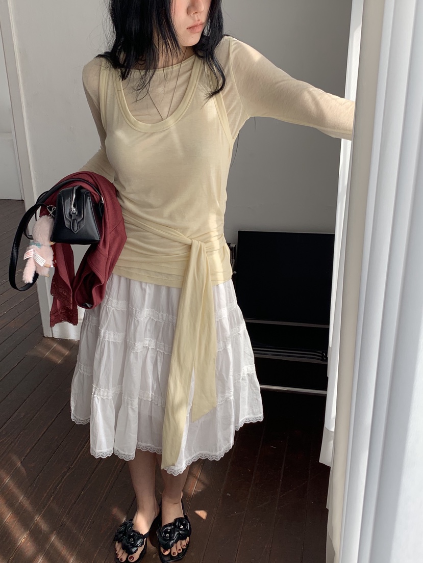 SUNDER MARKET東大門實拍女士新款26春夏休閑推薦長袖T恤SUNDER MARKET長袖T恤