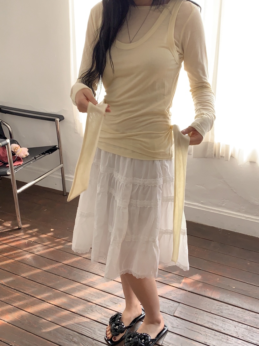 SUNDER MARKET東大門實拍女士新款26春夏休閑推薦長袖T恤SUNDER MARKET長袖T恤