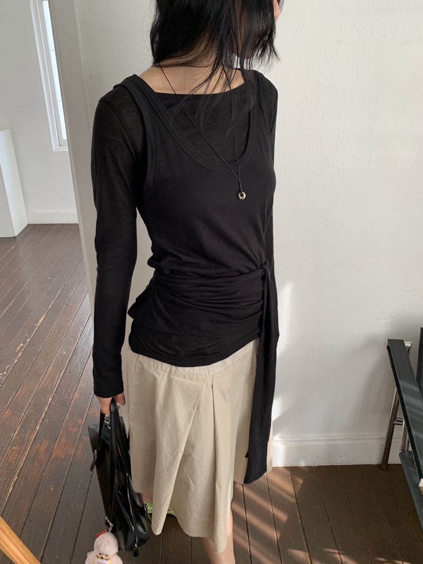 SUNDER MARKET東大門實拍女士新款26春夏休閑推薦長袖T恤SUNDER MARKET長袖T恤圖色2