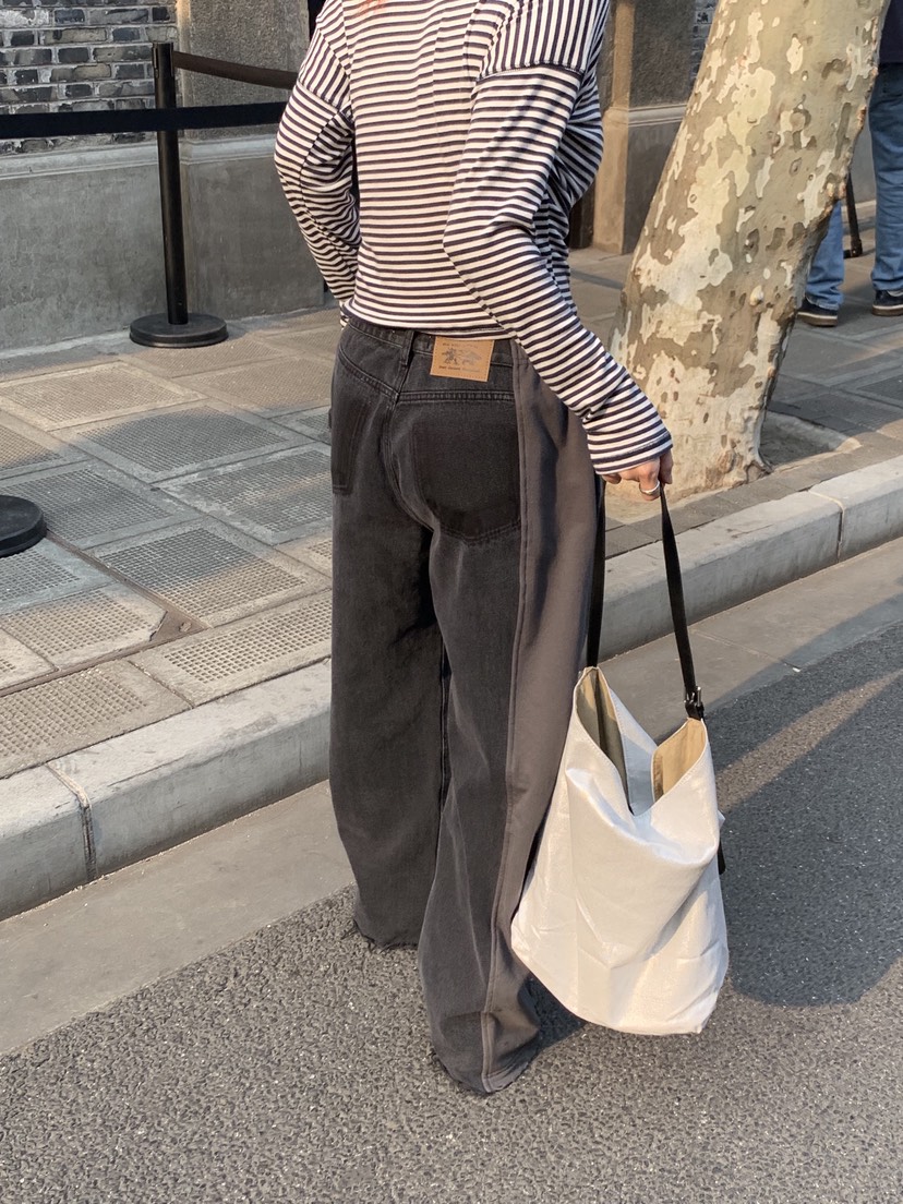 SUNDER MARKET東大門直郵女士新款人氣牛仔褲毛圈布復古SUNDER MARKET牛仔褲