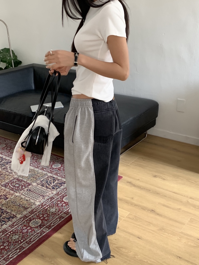 SUNDER MARKET東大門直郵女士新款人氣牛仔褲毛圈布復古SUNDER MARKET牛仔褲