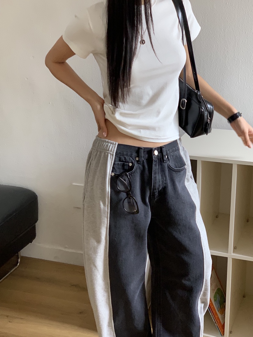 SUNDER MARKET東大門直郵女士新款人氣牛仔褲毛圈布復古SUNDER MARKET牛仔褲