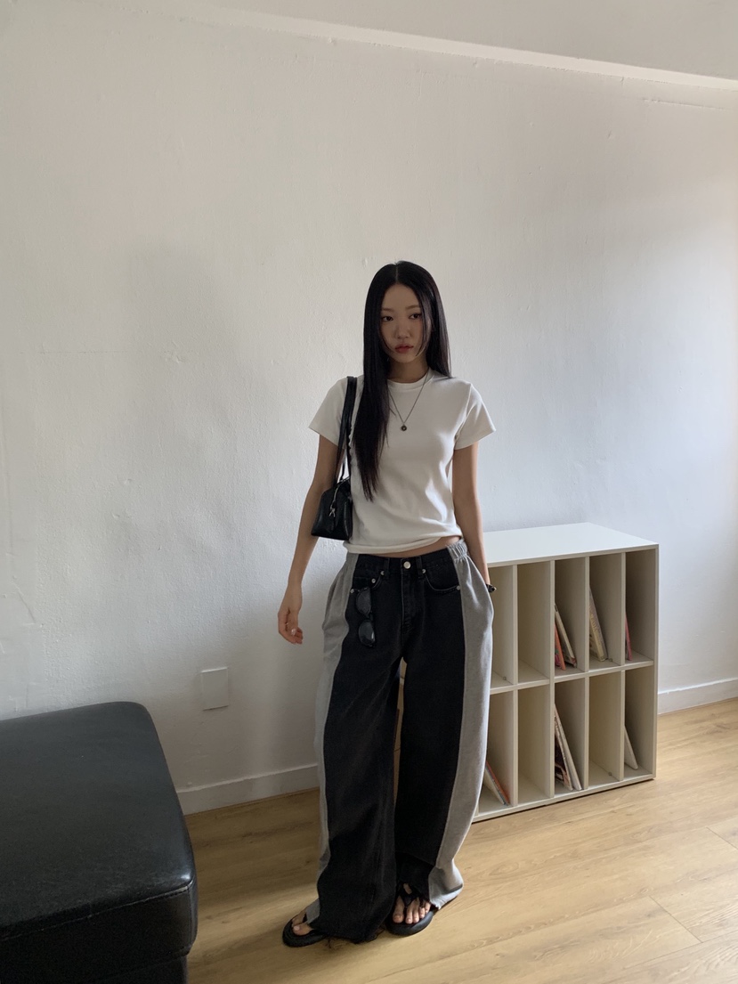 SUNDER MARKET東大門直郵女士新款人氣牛仔褲毛圈布復古SUNDER MARKET牛仔褲