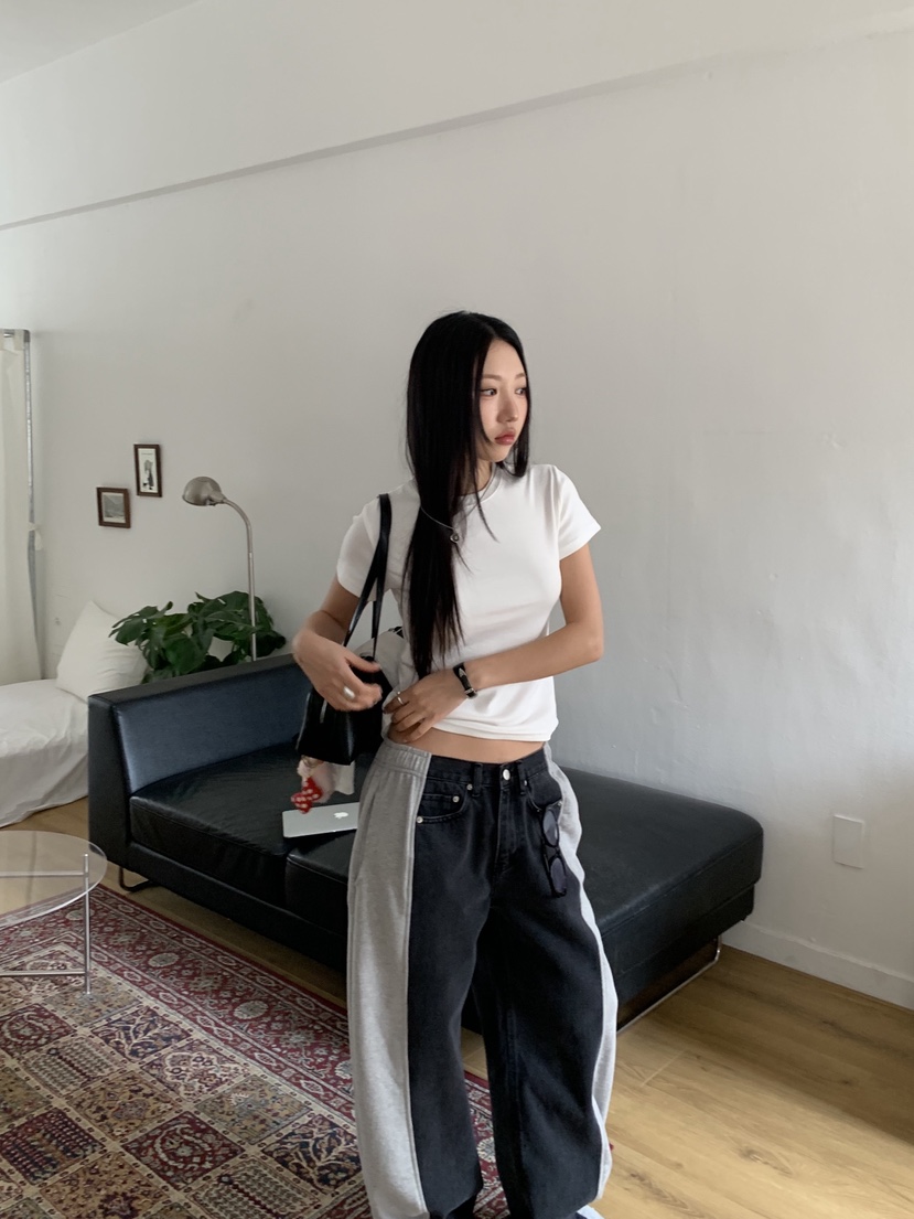 SUNDER MARKET東大門直郵女士新款人氣牛仔褲毛圈布復古SUNDER MARKET牛仔褲