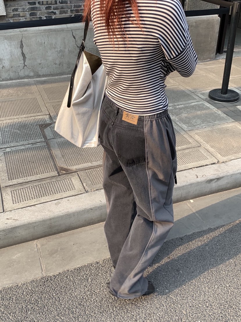 SUNDER MARKET東大門直郵女士新款人氣牛仔褲毛圈布復古SUNDER MARKET牛仔褲