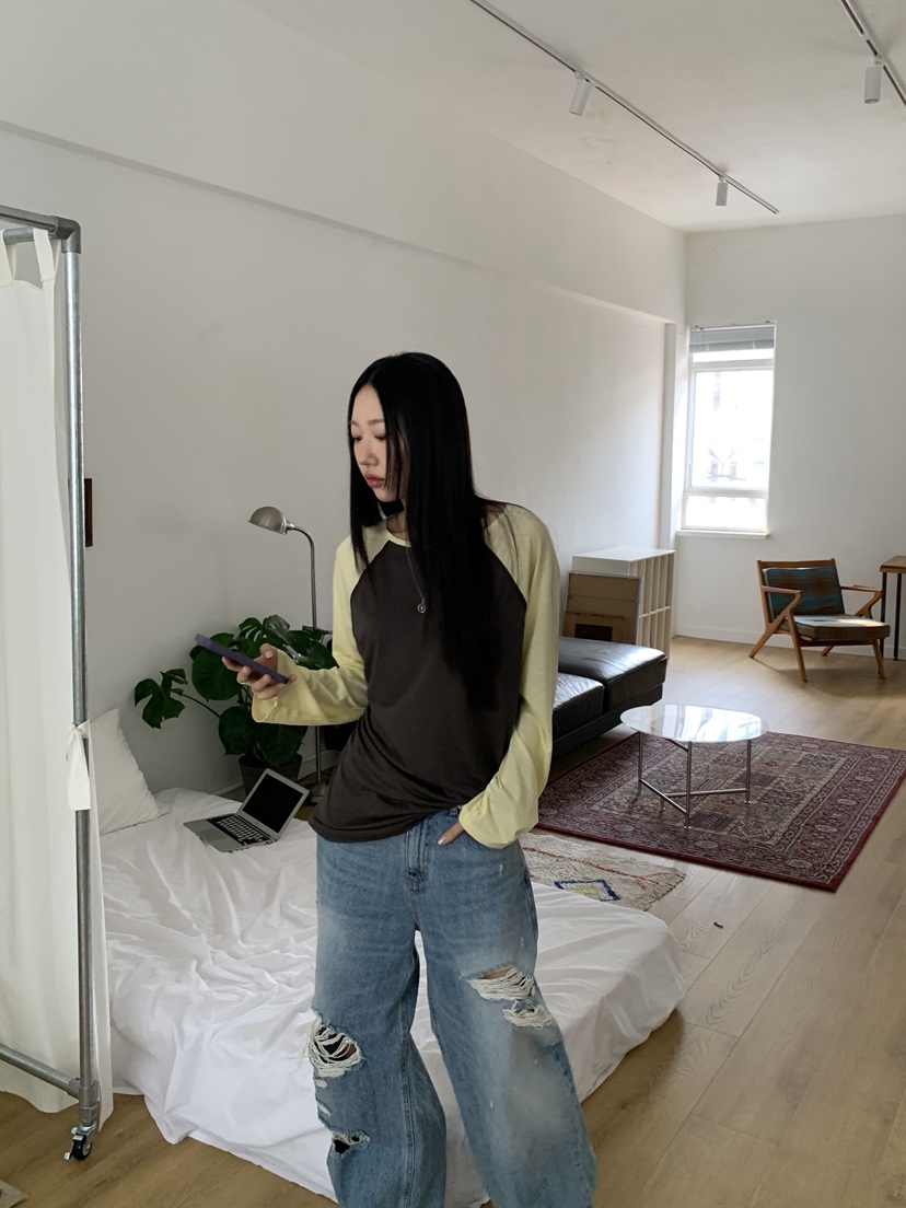 SUNDER MARKET東大門直郵女裝新品職業熱賣人氣長袖T恤天絲SUNDER MARKET長袖T恤圖色3