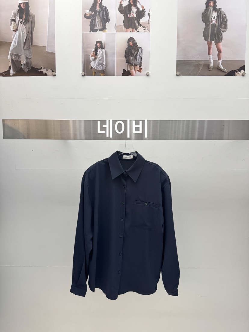 AMOOD東大門代購女士新品真品時尚職業26春夏休閑襯衫蕾絲衫AMOOD襯衫/蕾絲衫圖色1深藍色