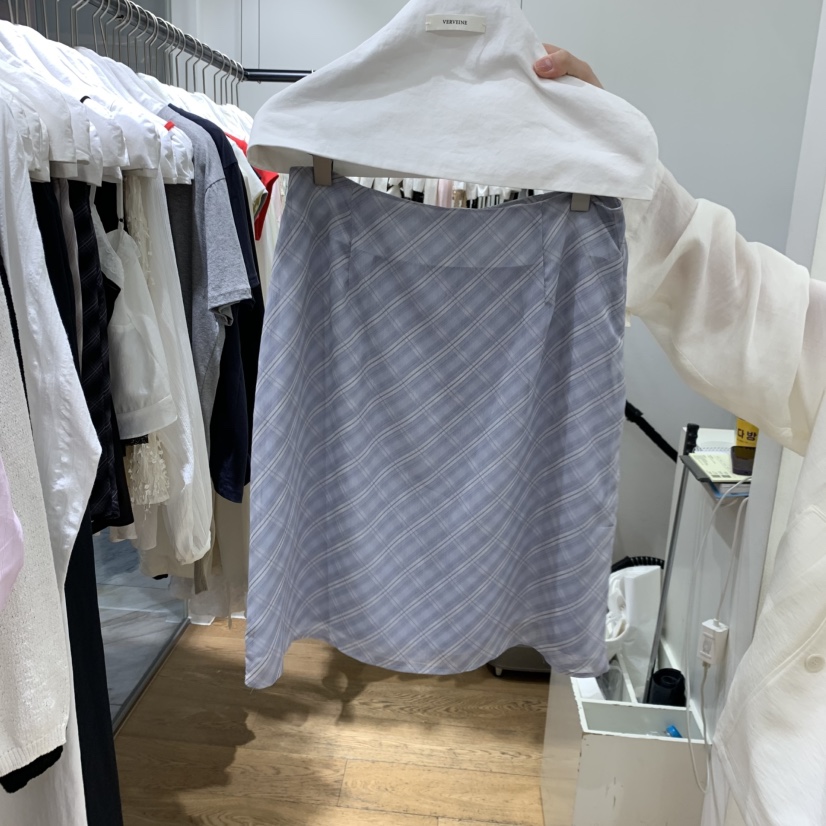VERVEINE東大門直郵女裝新款真品休閑職業半身裙中短裙格紋VERVEINE半身裙/中短裙圖色1