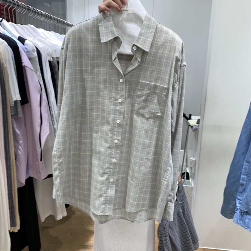 VERVEINE東大門代購女裝新品人氣休閑26春夏襯衫蕾絲衫格子VERVEINE襯衫/蕾絲衫圖色1