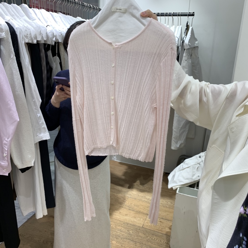 VERVEINE東大門實拍女士新款休閑人氣26春夏長袖T恤羊駝開衫VERVEINE長袖T恤圖色2