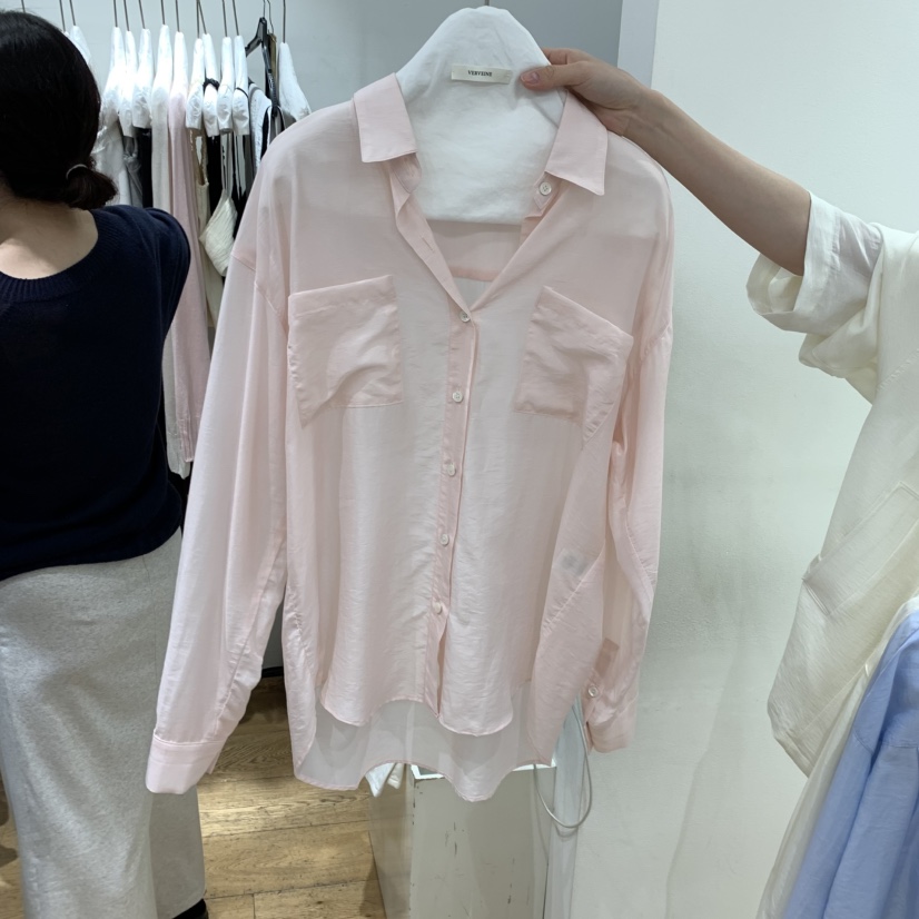 VERVEINE東大門實拍女士新款時尚人氣休閑襯衫蕾絲衫雙口袋VERVEINE襯衫/蕾絲衫圖色1