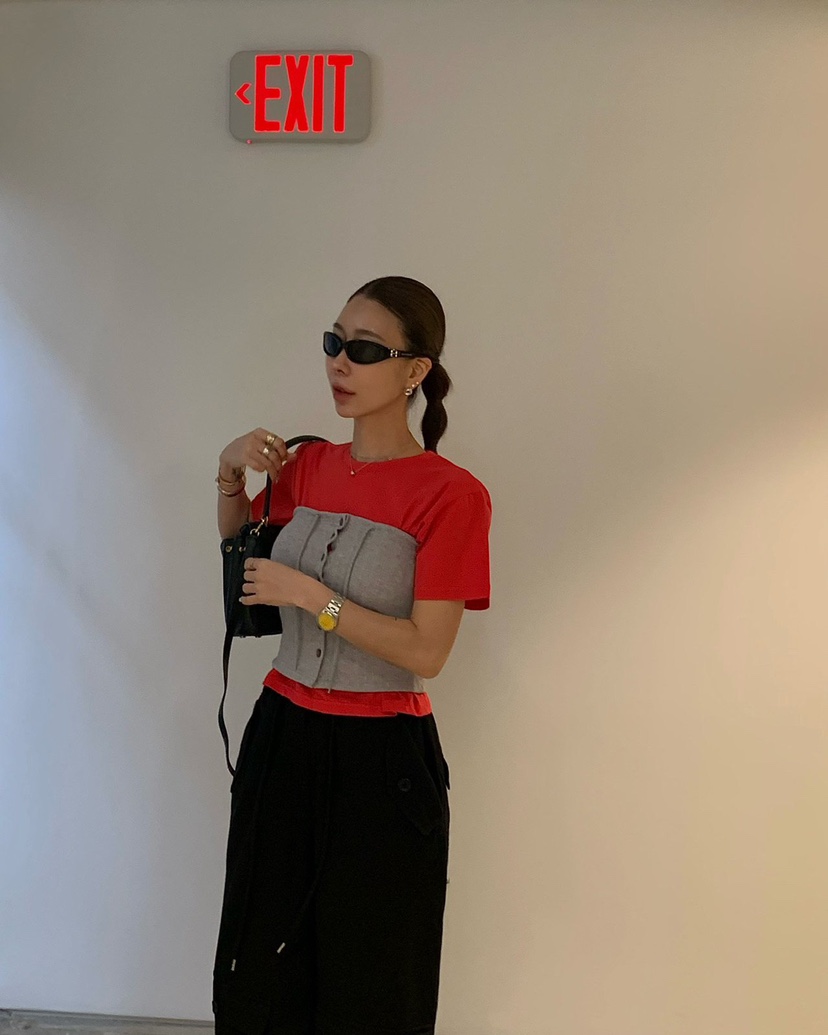 REVE CITE-L韓國直郵女士新品真品職業26春夏休閑T恤絲綢REVE CITE-LT恤