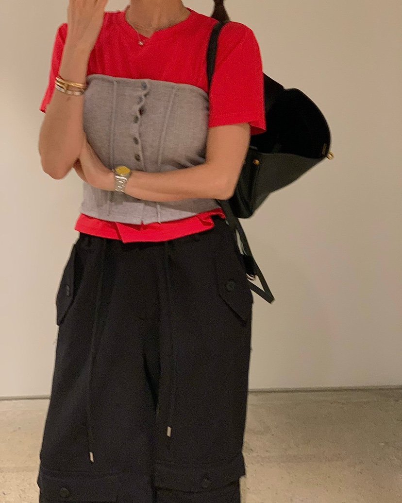 REVE CITE-L韓國直郵女士新品真品職業26春夏休閑T恤絲綢REVE CITE-LT恤圖色2