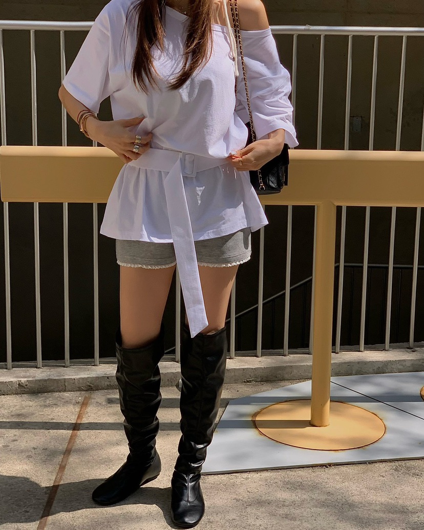 REVE CITE-L東大門直郵女裝新款人氣時尚熱賣T恤含腰帶REVE CITE-LT恤