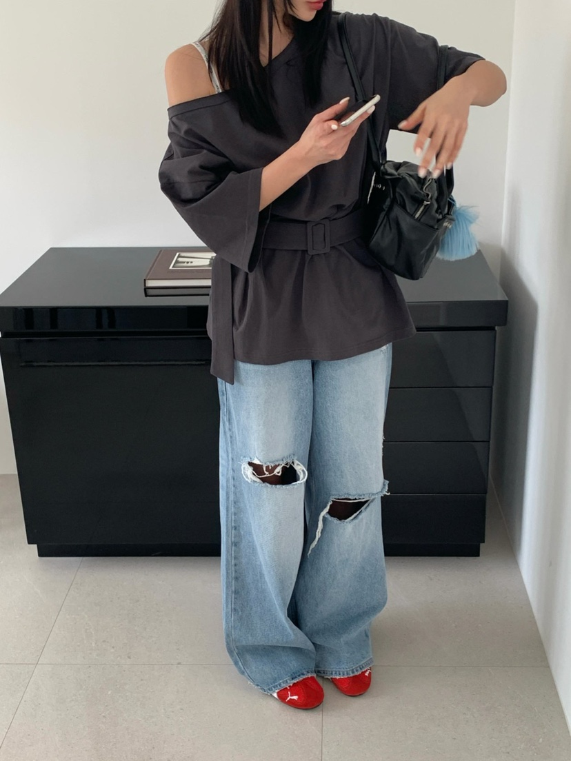 REVE CITE-L東大門直郵女裝新款人氣時尚熱賣T恤含腰帶REVE CITE-LT恤