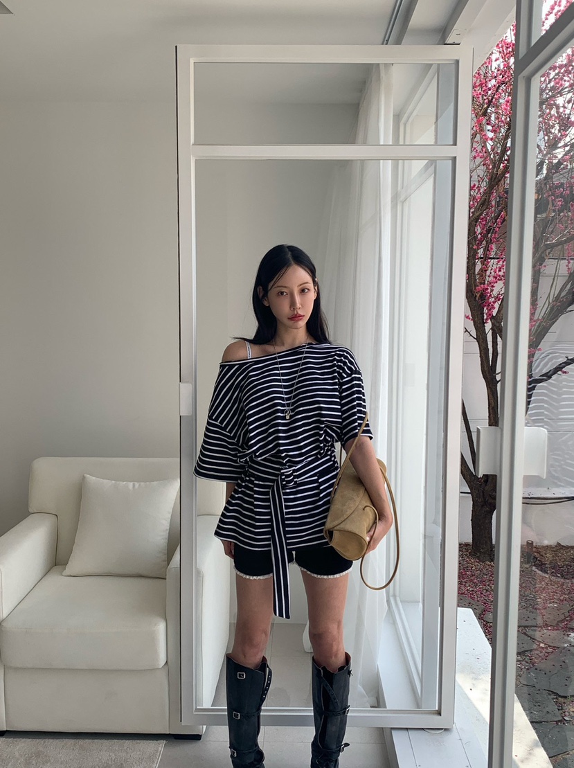 REVE CITE-L東大門直郵女裝新款人氣時尚熱賣T恤含腰帶REVE CITE-LT恤