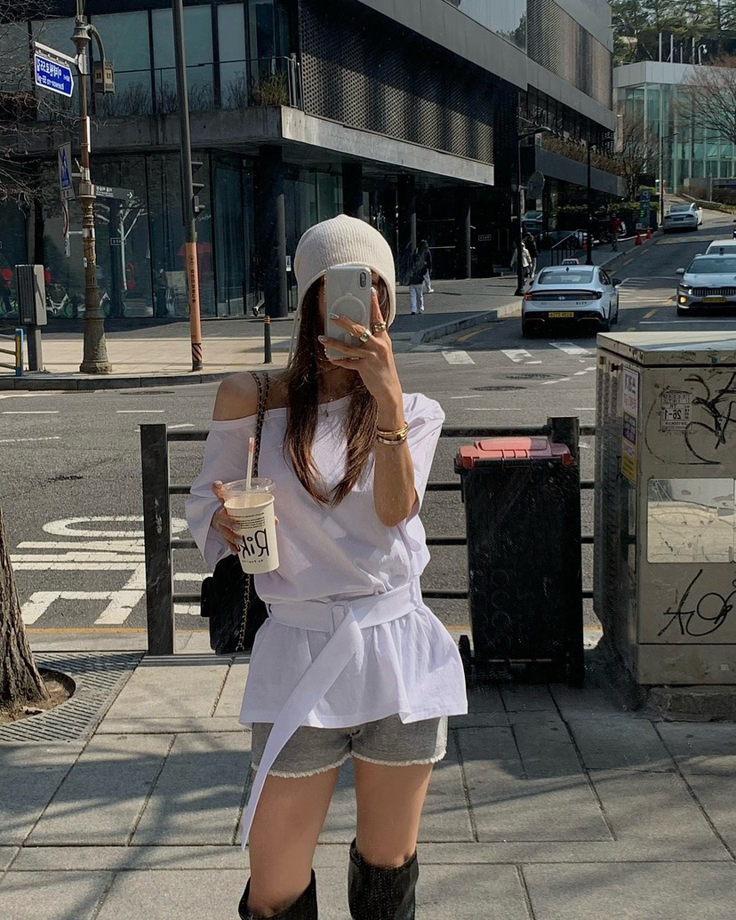 REVE CITE-L東大門直郵女裝新款人氣時尚熱賣T恤含腰帶REVE CITE-LT恤圖色1