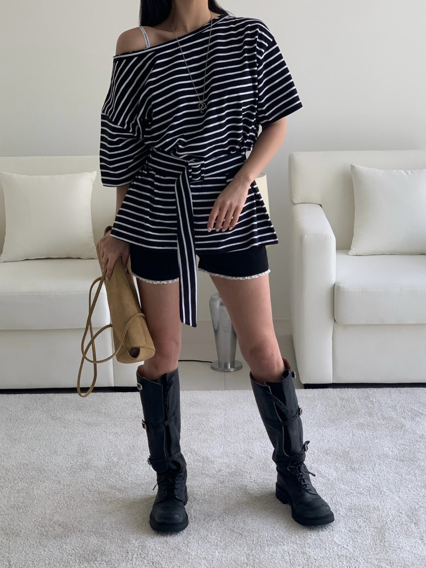 REVE CITE-L東大門直郵女裝新款人氣時尚熱賣T恤含腰帶REVE CITE-LT恤圖色3