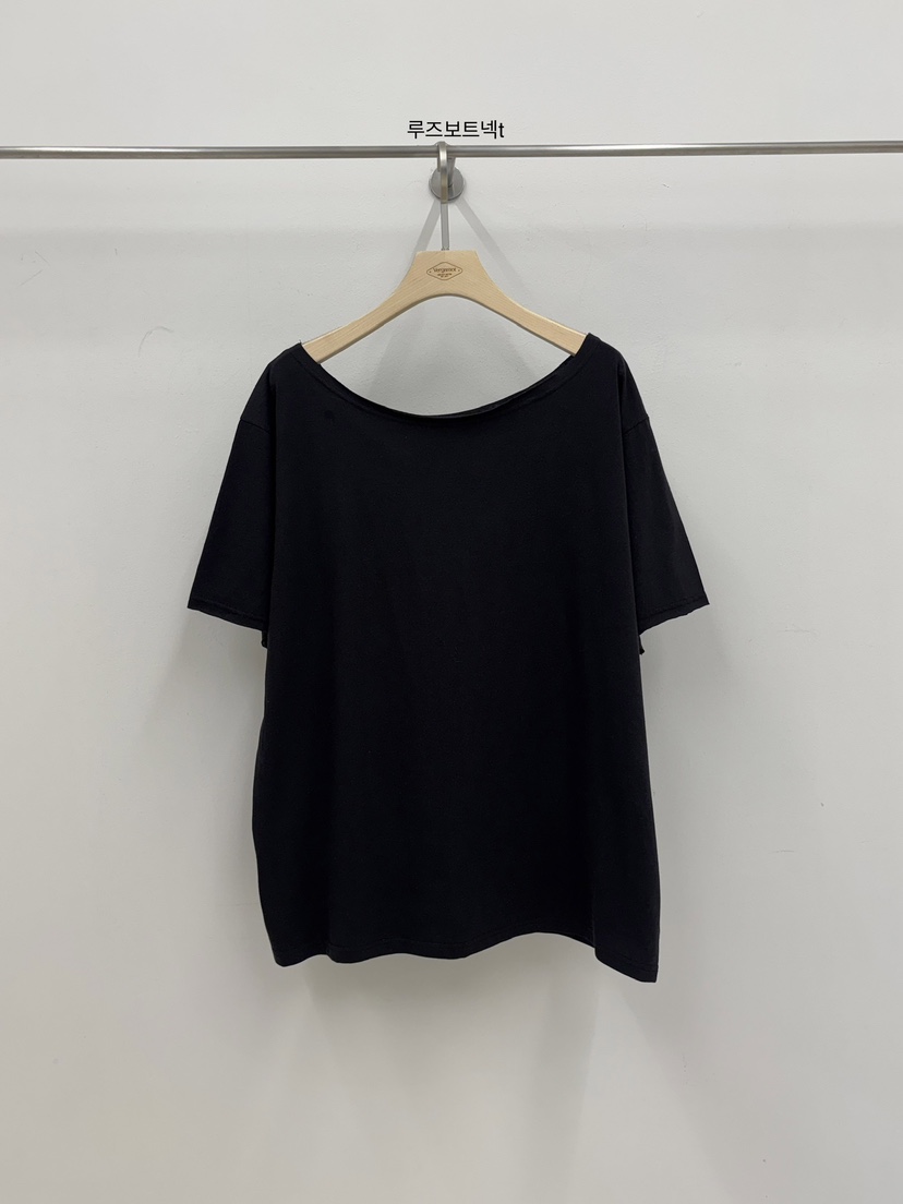 VERGAMOT韓國直郵女士新品熱賣26春夏時尚推薦T恤船領寬松VERGAMOTT恤圖色3黑色